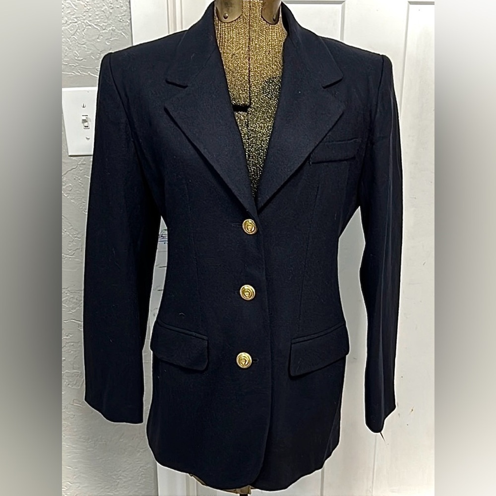 ETIENNE AIGNER WOOL STRUCTURED NAVY BLUE WOMENS BLAZER 6